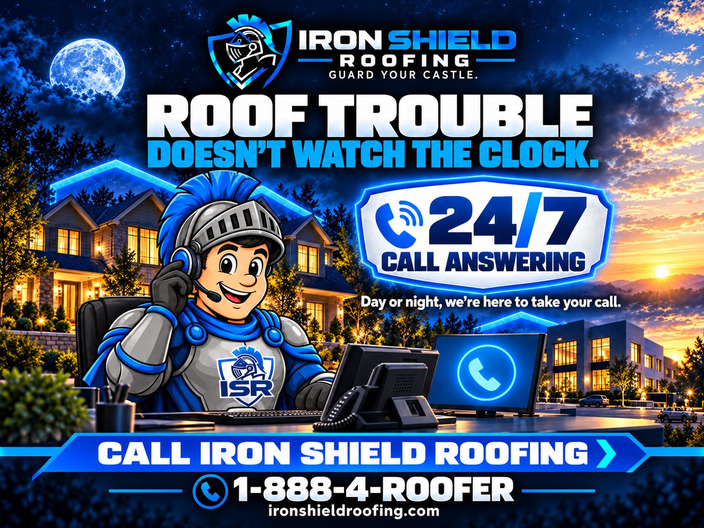 Iron Shield Roofing 24/7 call answering for roof emergencies in Edmonton