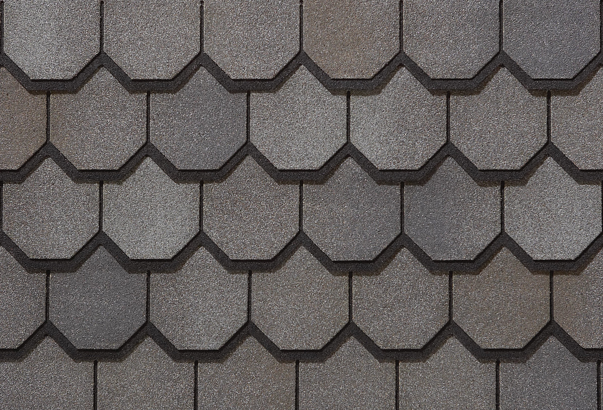 CertainTeed Carriage House shingles in Stonegate Grey, colour swatch