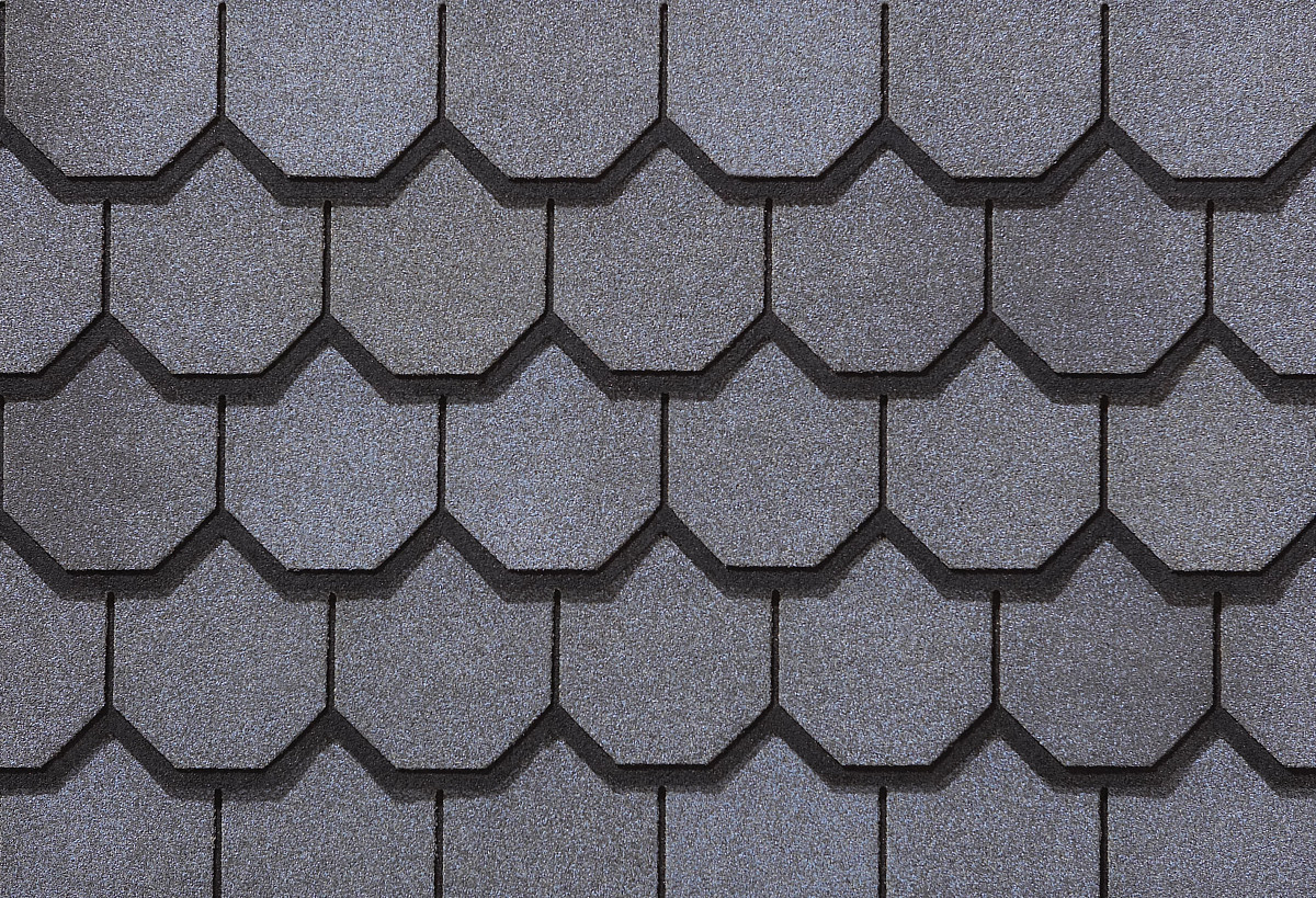 CertainTeed Carriage House shingles in Victorian Blue, colour swatch