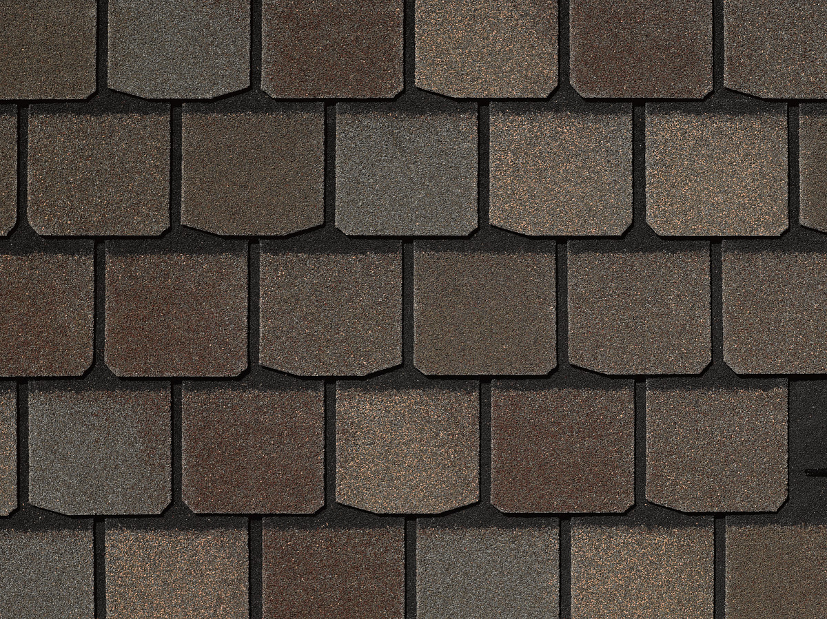 CertainTeed Highland Slate shingles in Max Def Weathered Wood, colour swatch
