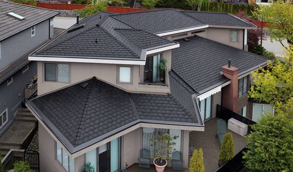 Euroshield Vermont Slate recycled rubber roof on a two-storey home