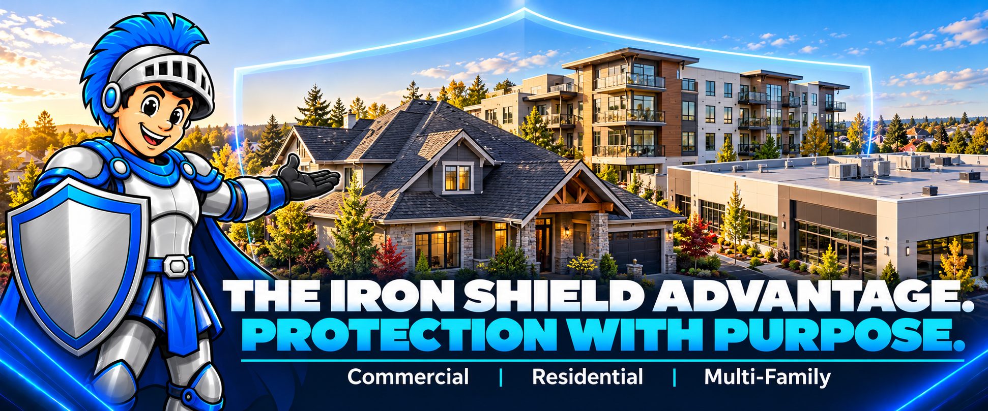 The Iron Shield Advantage – protection with purpose. Edmonton roofing: commercial, residential, multi-family
