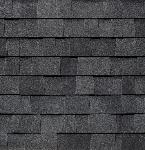 Malarkey Highlander, Vista and Legacy Scotchgard shingles in Midnight Black, colour swatch