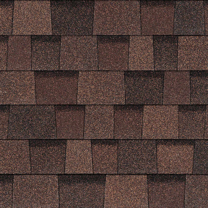 Owens Corning Duration STORM shingles in Brownwood, colour swatch