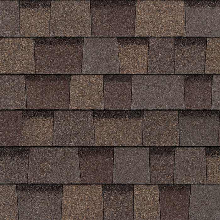 Owens Corning Duration STORM shingles in Teak, colour swatch