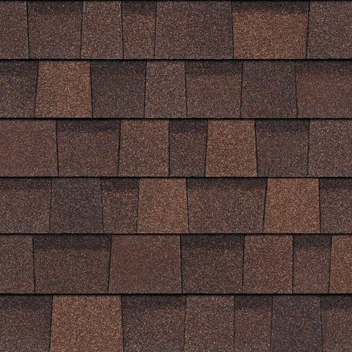 Owens Corning Oakridge shingles in Brownwood, colour swatch