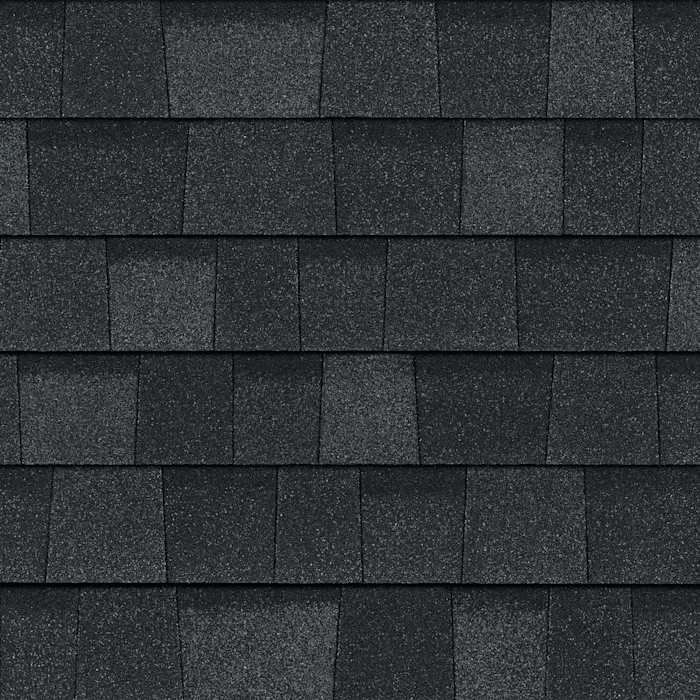 Owens Corning Oakridge shingles in Onyx Black, colour swatch