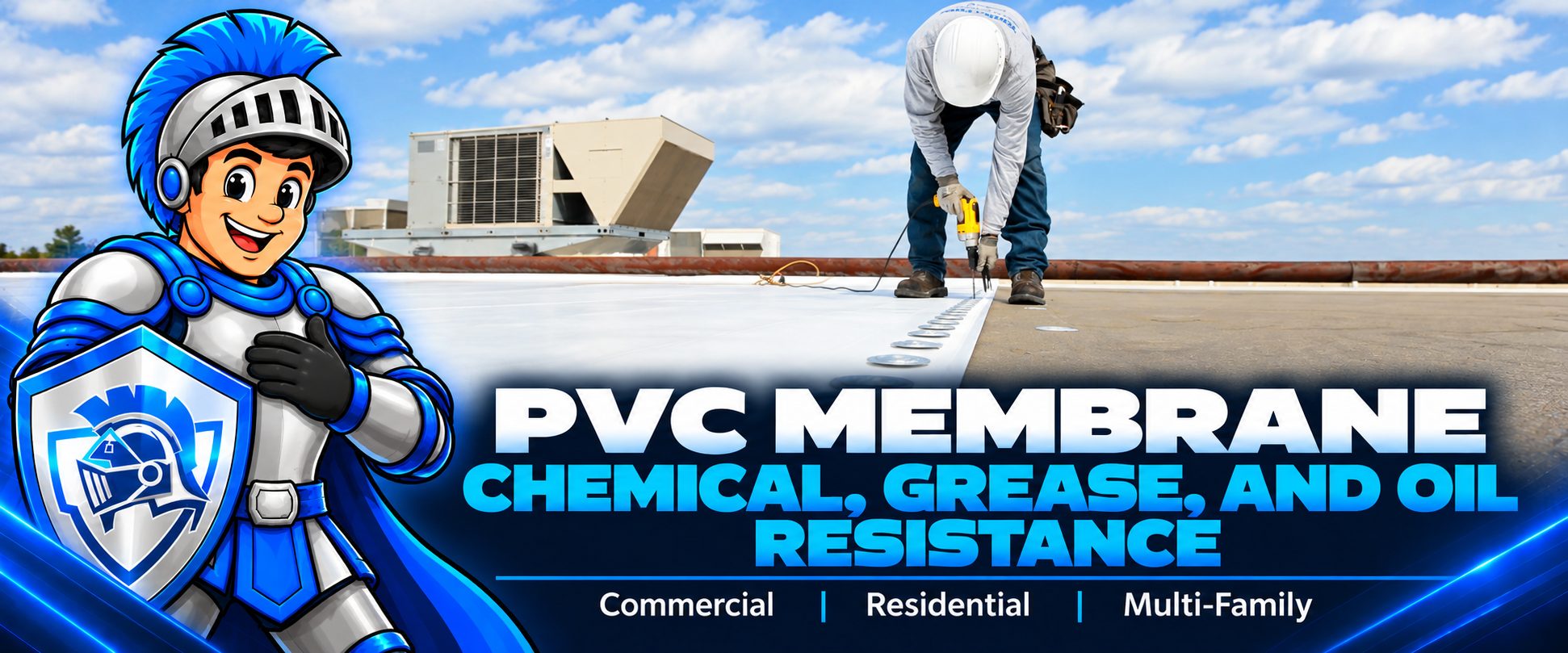 PVC membrane roofing in Edmonton – Iron Shield Roofing. Chemical, grease and oil resistance